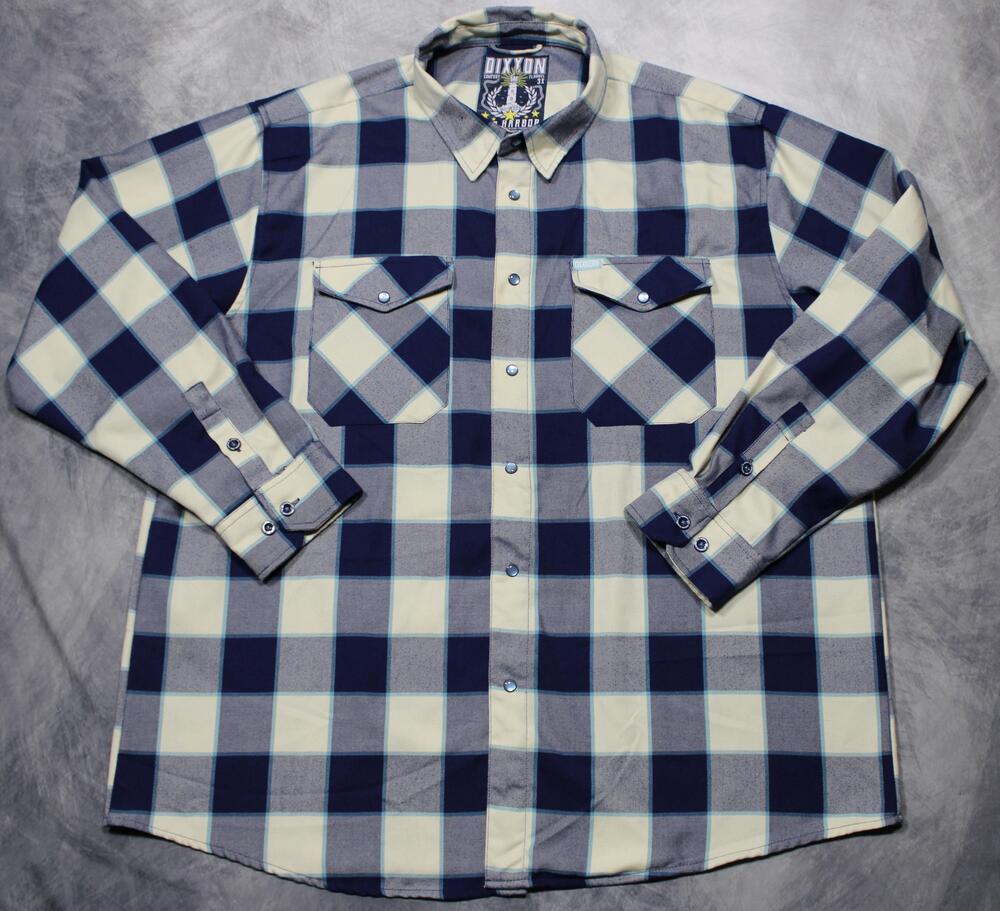 Dixxon Flannel Shirt Mens 3XL Blue Gray Plaid Bar Harbor Snap Long Sleeve Casual